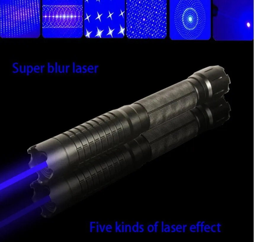Super puissant militaire 500000m 450nm Mw pointeur laser bleu vue Laser  lumière LED lampe de poche Lazer torche chasse