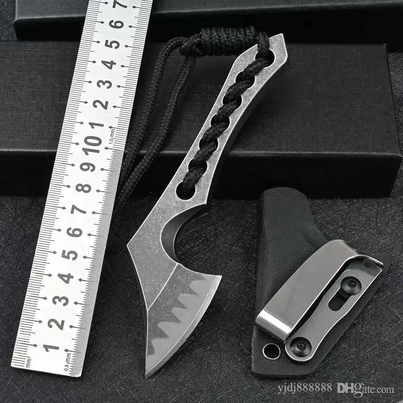 New Mini Axe Knife Z-Wear Steel Black Stone Wash 60-61HRC Outdoor Hunting Self Defense Survival Pocket Knives EDC Tool With Kydex UT85 UT88 4300 3400 4600 9000