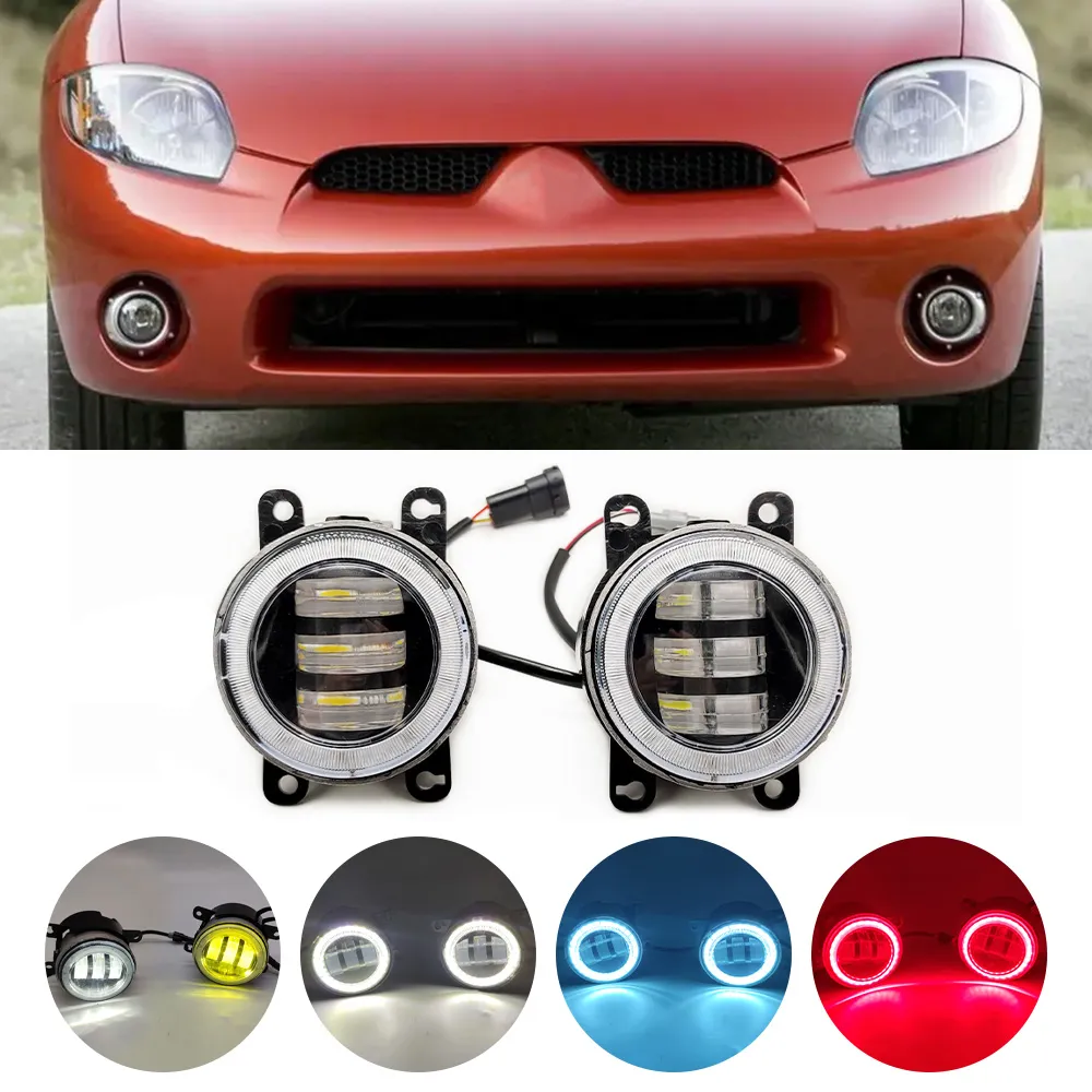 1セットエンジェルアイフォグライトアセンブリMitsubishi Eclipse 2006-2012 CAR LED LEND FOG DAYTIMEランニングランプDRL 12V