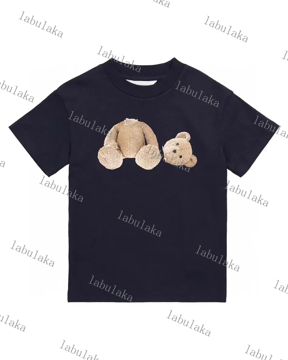 Lyxdesigner toppmärke T-shirt trasigt huvud björn barn kort ärm sommar lös halvärm mode barnkläder barn toppar pojke tröjor flicka kläder baby polo