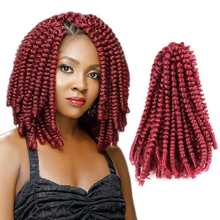 Spring Twist Crochet Trecce 8 pollici Bomba sintetica Twist Intrecciare i capelli Ombre Estensioni dei capelli ricci crespi all'uncinetto 30 radici