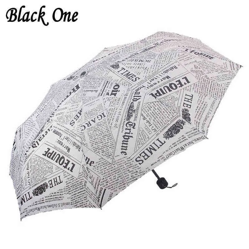 Fashion składane gazety parasol mężczyźni deszcz kobiety słoneczne i deszczowe wodoodporne prezenty małe J220722