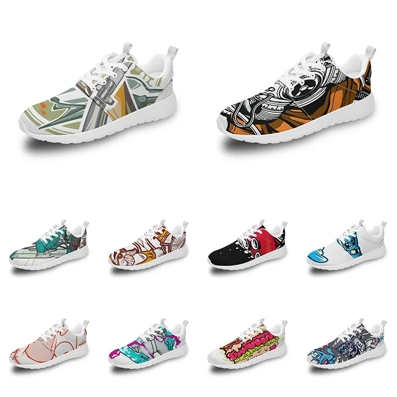 Men Women Custom Sports Shoes Anime Cartoon Dierontwerp Diy Word Black Witblauw Rood Rood kleurrijke herentrainer 108