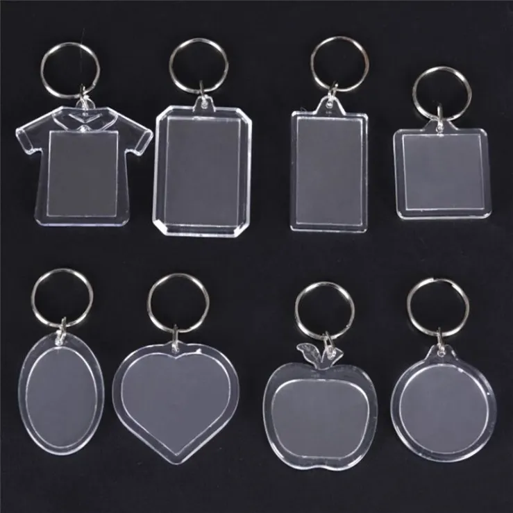 Favor Favor Favor DIY Acrílico Blank Photo Key Correntes T-shirt Shap Key Insert Photos Rings 15 Styles BB1119