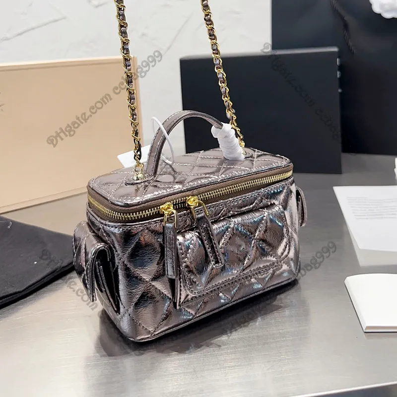 22A Designer-Kosmetiktaschen mit französischem Reißverschluss, Metallgriff, gespleißt, Kosmetiktaschen aus echtem Leder, Schlüsseltasche, mehrere Pochette-Handtaschen mit Lagerkapazität, Sacoche Damen 18c