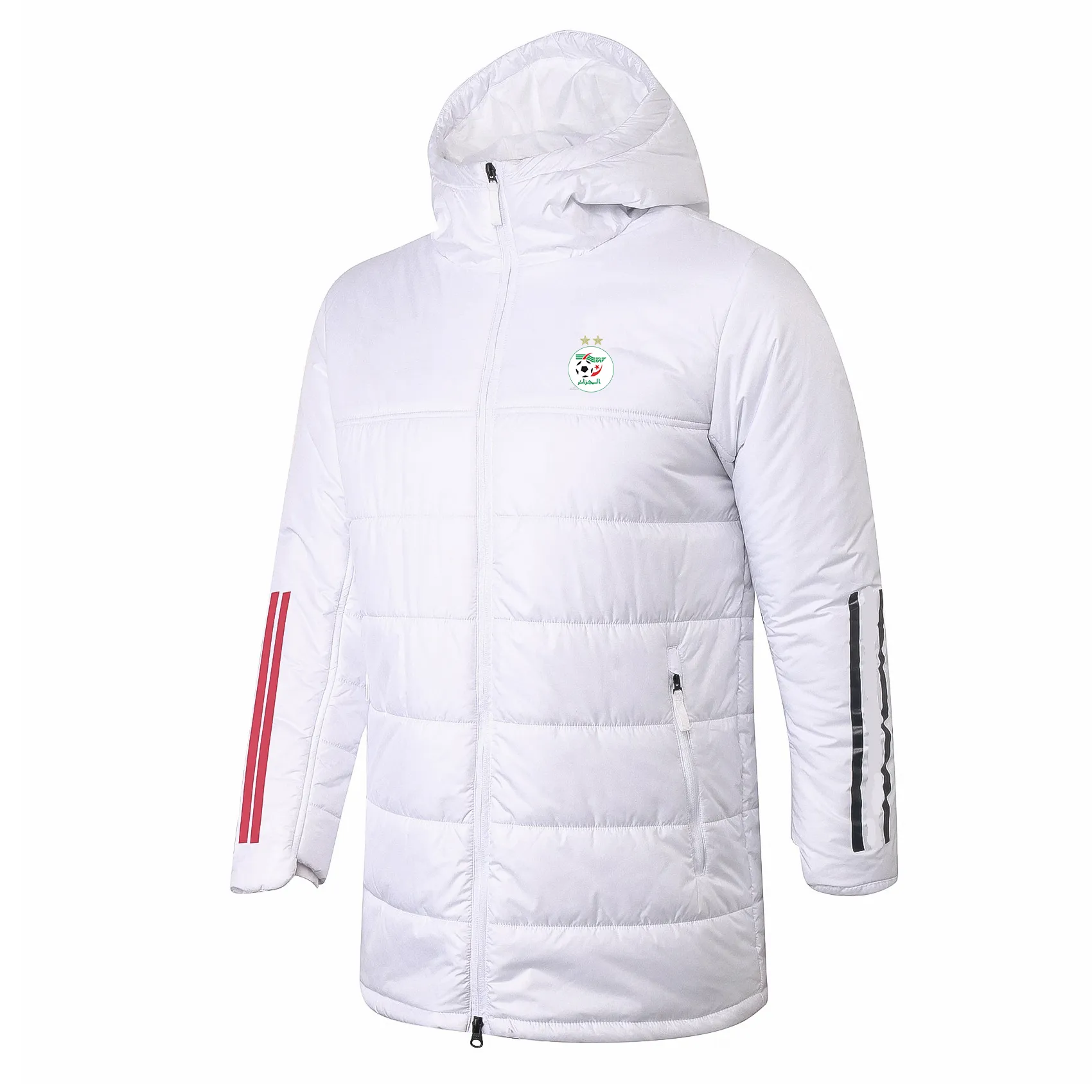 Algérie hommes Parkas hiver pré-match manteau à capuche hiver coton manteau pleine fermeture éclair loisirs sport extérieur chaud sweat