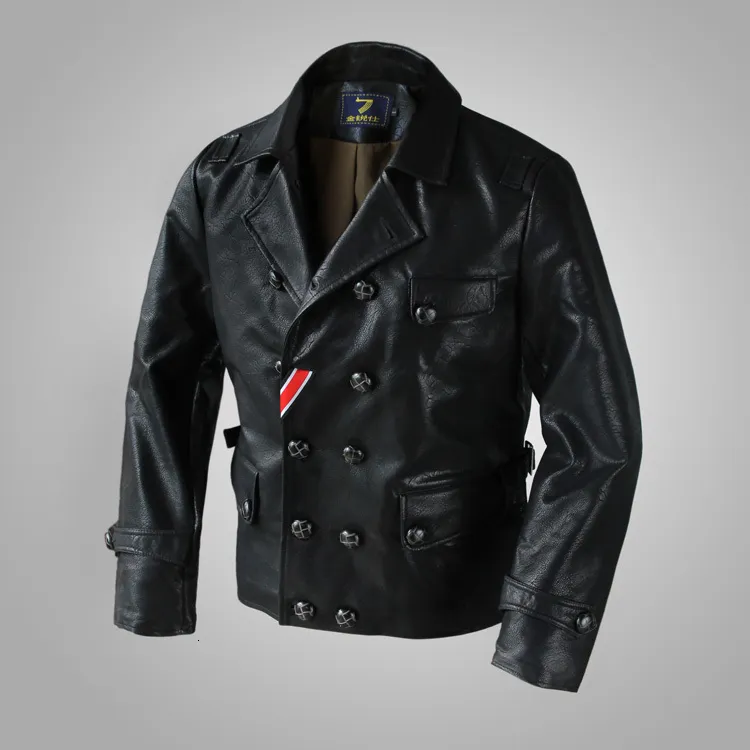 Couro Faux de couro masculino M2xl para jaqueta de vôo preto Bedido duplo de água lavada roupas de couro de couro 221119