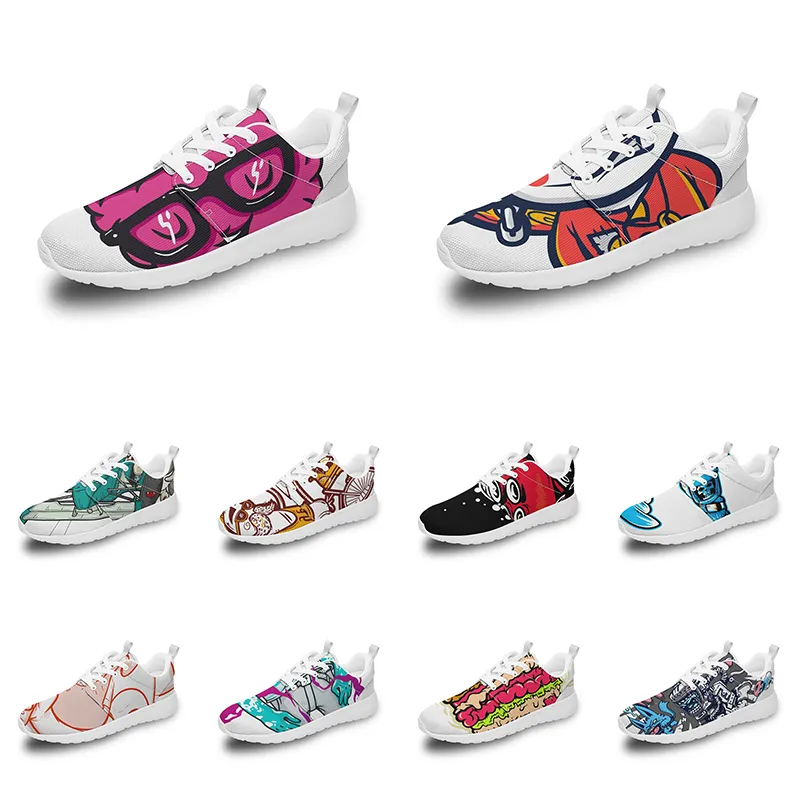 Hommes femmes chaussures de sport personnalisées anime dessin animé animal design bricolage mot noir blanc bleu rouge coloré extérieur hommes formateur 130