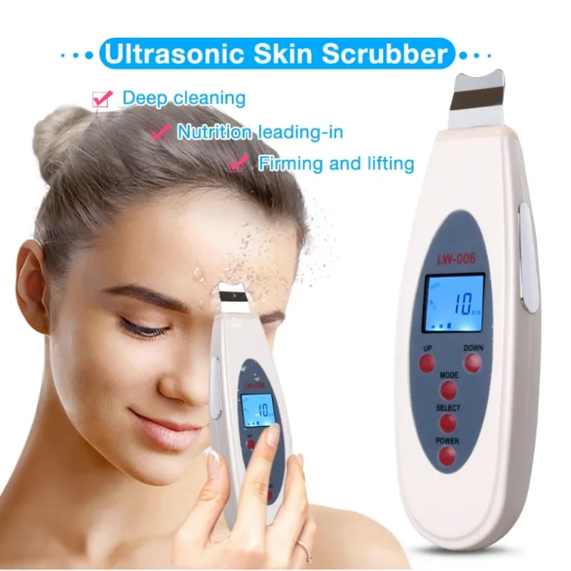 New Slimming Machine Ultrasonic Facial Skin Scrubber Ion Deep Face Lifting Cleaning Peeling Rechargeable Device Beauty Care Instrument