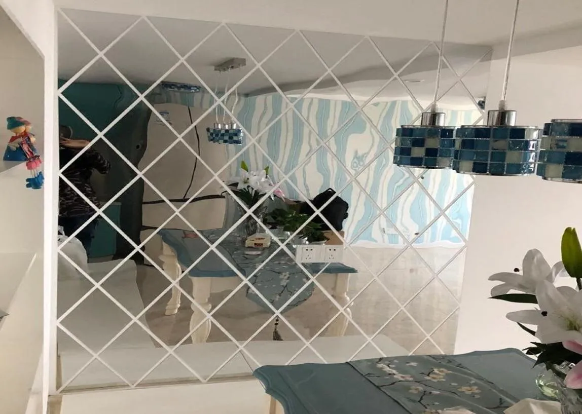 Specchi 173258pcs 3d Specchio adesivo muro per pareti fai -da -te triangoli adesivi acrilici soggiorno decorazione casa adesivo de parede