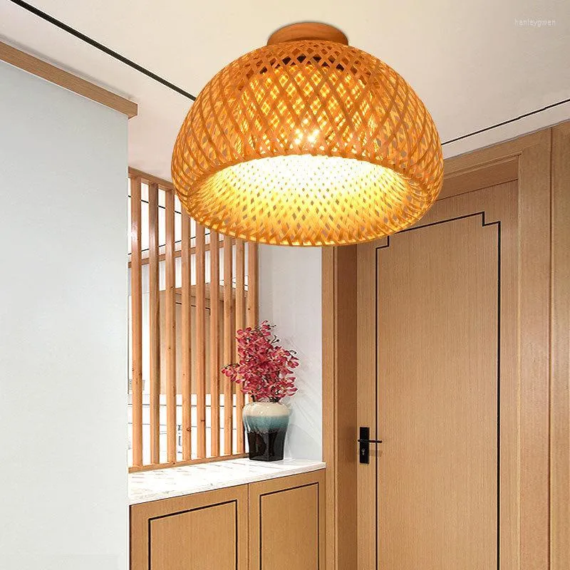 Plafondlampen Chinese stijl bamboe lamp Amerikaans eenvoudige woonkamer veranda gang gang gangtafel ronde creatief