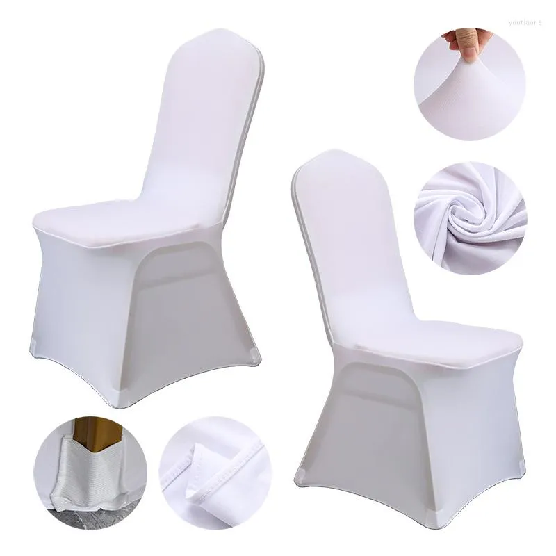 Stoelhoezen Dineeromslag Spandex Wit Zwarte kleur voor bruiloft Banquet Party Decor Elastische stoel