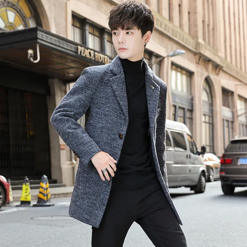 Woolen Coat Wool Blend Car Coat Mens Wool Blends AutumnWinter Thin