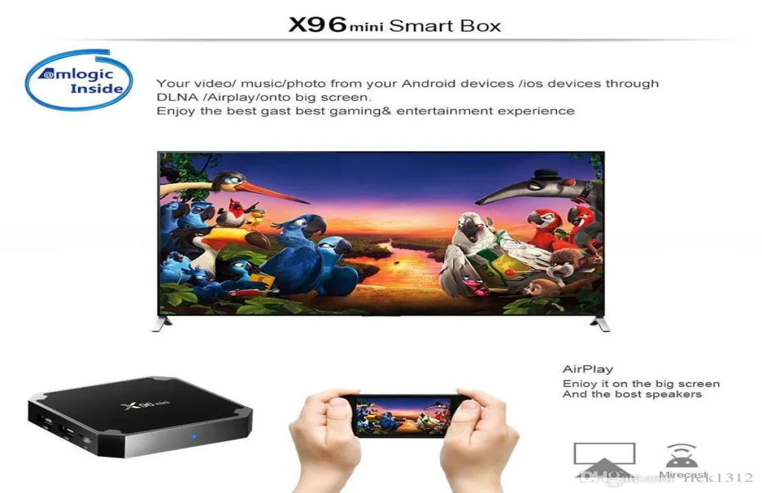 DHL X96 MINI ANDROID 71 AMLOGIC S905W STB TV BOX 1GB 8GB 2GB 16GB EMMC FLASH KD KDPLAYER 176 4K SMART ANDROID TV BOX VS TX3
