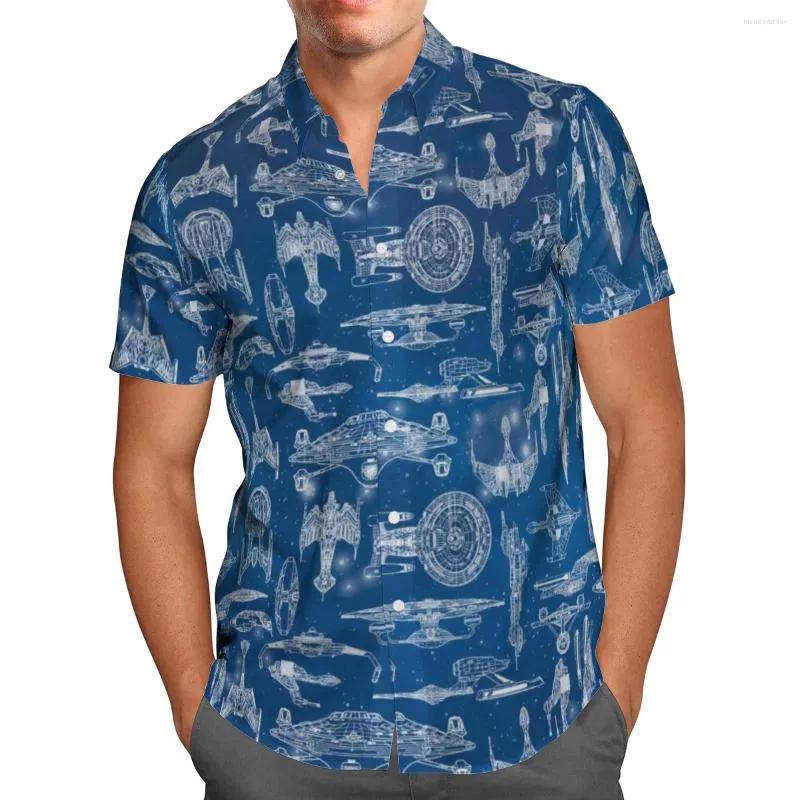 القمصان غير الرسمية للرجال الأزرق د طباعة قميص أنيمي شاطئ هاواي الصيف القصيرة الأكمام الشارع القميص كبير الحجم homme