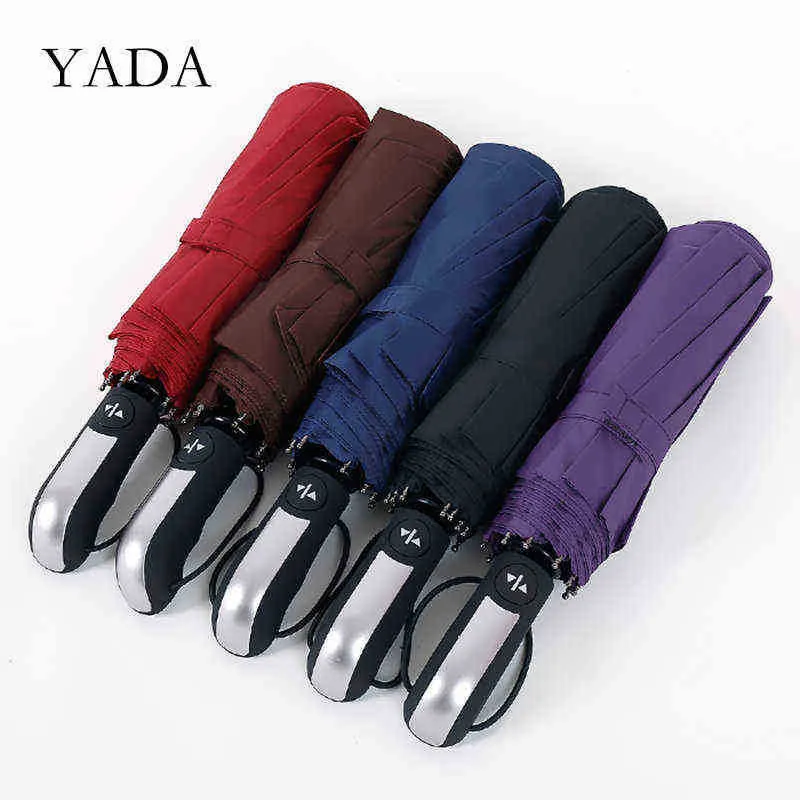 Yada 2020 Ins Pure Business 10 Bones Automatic Umbrella Women Men RainProof Rain Sun Sun Light Umbrella YD200200 J220722