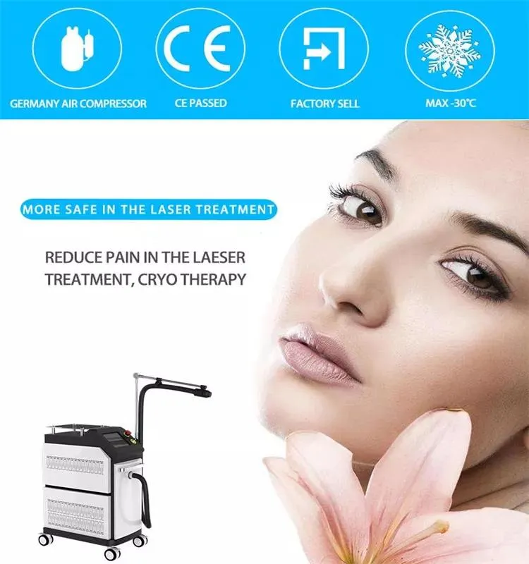 Vertical Pain Relief Low Temperature Cold For Laser Treatment Cryo Chiller Cold Air Skin Cooling Machine