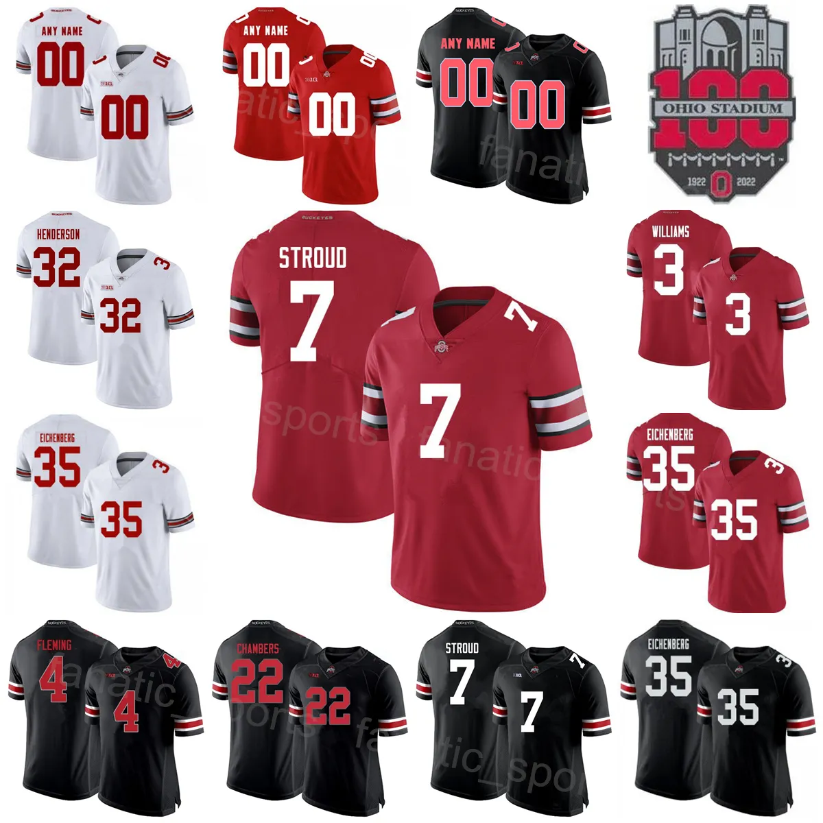 NCAA Football 100th College Ohio State Buckeyes 5 Dallan Hayden Jersey 8 Cade Stover 12 Lathan Ransom 14 Ronnie Hickman 20 Pete Werner 11 Jaxon Smith-Njigba Uomini giovani