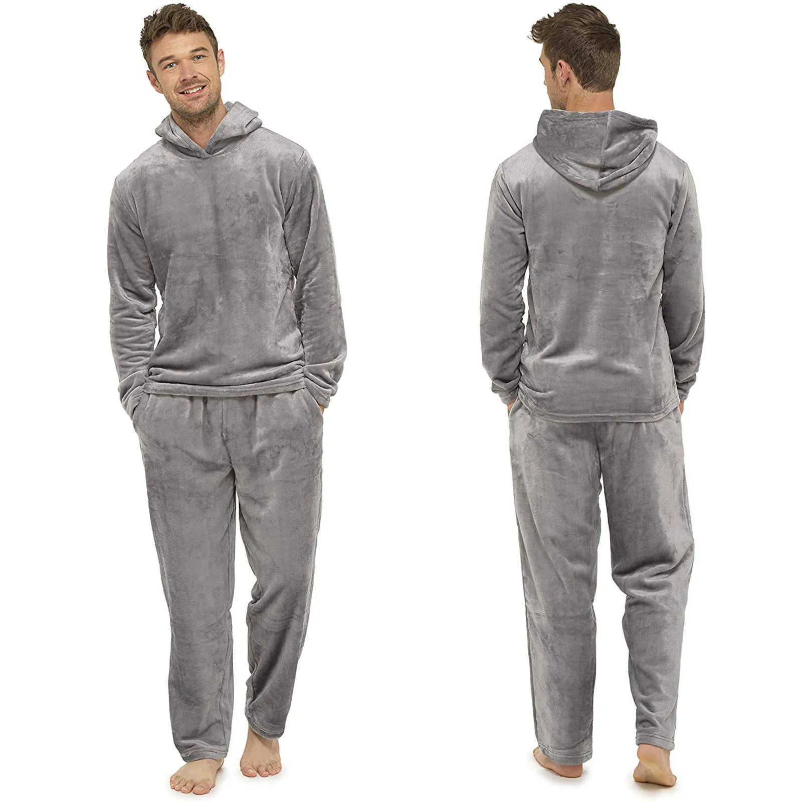 Homens sleepwear daliy camurça casa quente homens pijamas terno sleepwear breve conforto sólido com capuz mulheres ternos conjuntos t221103