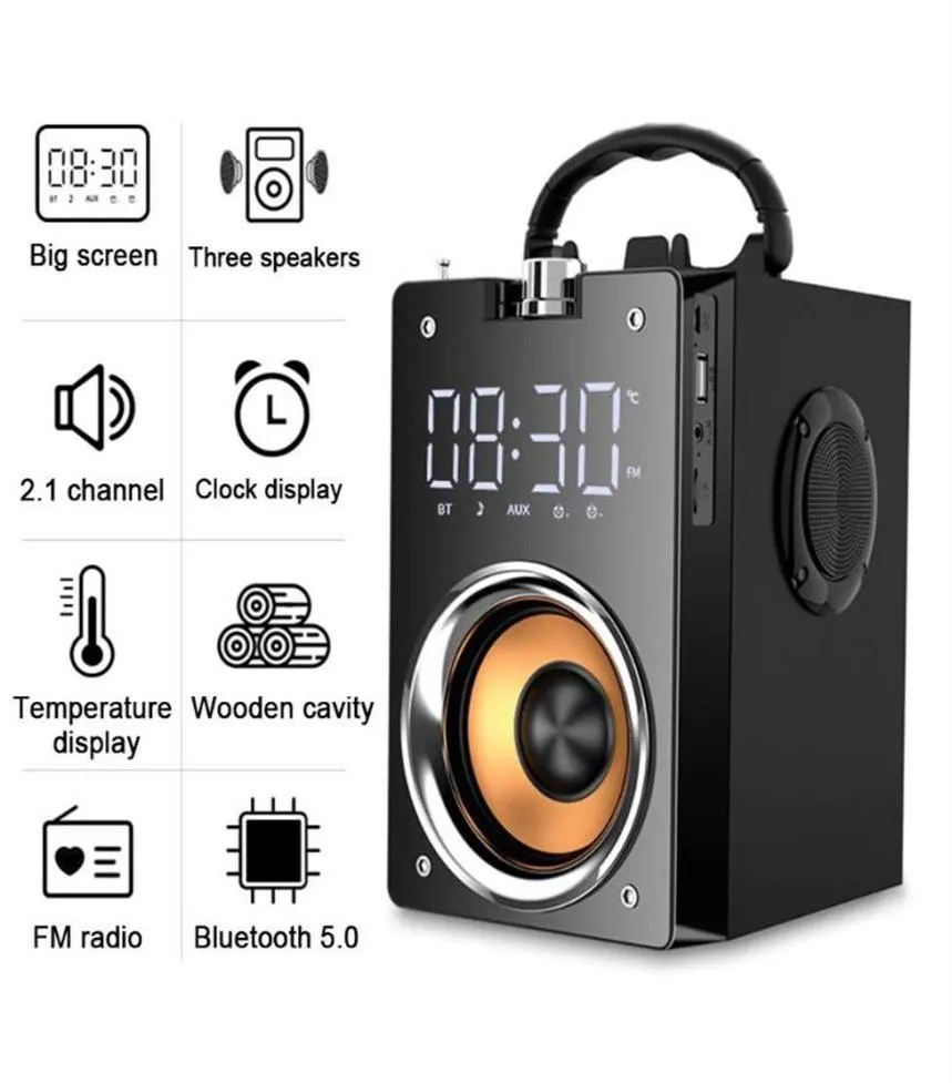 Super Bass Bluetooth Speiters Column Portable High Power 3D Estéreo Subwoofer Music Center Suporte Aux TF FM Radio HiFi Boombox296M