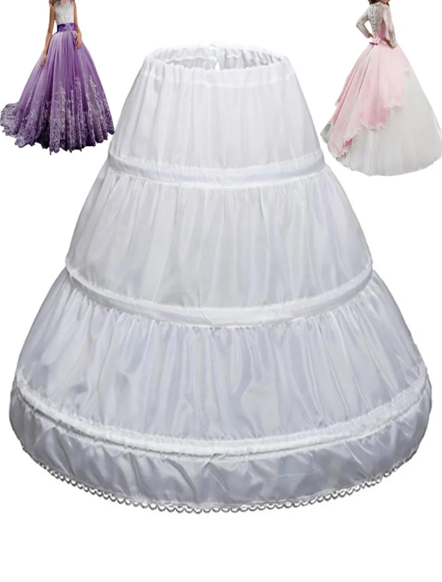 Kids Wedding Underskirt Girl Children Petticoat 3 Hoops One Layer Kids Crinoline Lace Trim Flower Girl Dress8467223