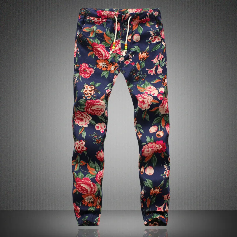 Mens Floral Print Joggers Casual Summer Linen Pants For Men Breathable Sweatpants Spring Autumn Male Trousers 2024 From Mu02 35.28 DHgate.Com