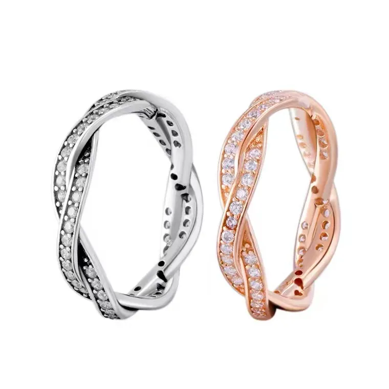 Versilberte Ringe voller Diamant Kristall Pandora Strass Ringe Frauen weibliches Geschenk