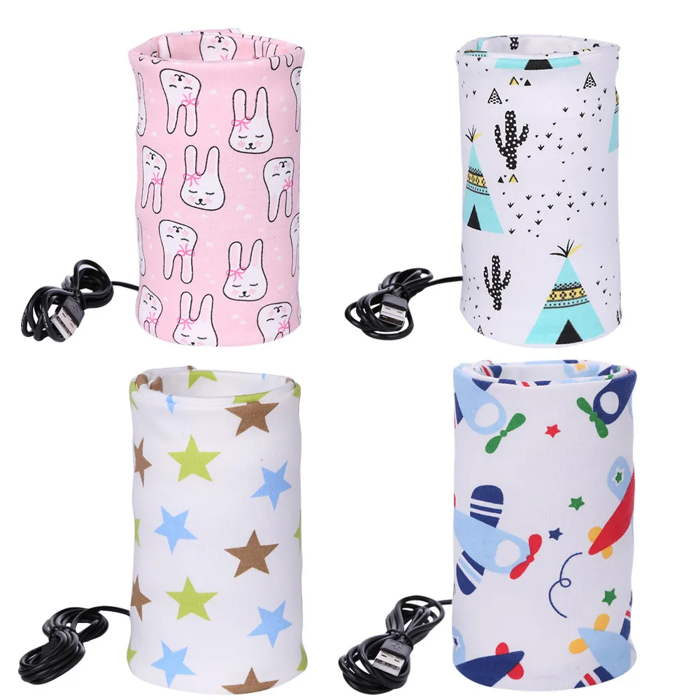 Bottle Warmers Sterilizers# Portable Baby Bottle Warmer Heater Cotton Printed Infant Feeding Milk Cup USB Bottle Storage Bag Warmer Baby Feeding Tools 221119