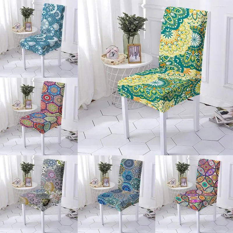 Tampas de cadeira Mandala Pattern Elastic Sofá Tampa para sala de estar Protetor de mobiliário de capa deslizante boêmia 1/2/3/4 do lugar