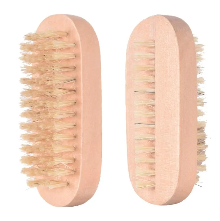 Brosse à ongles en bois, poils de sanglier, forme ovale Double face, petites brosses de nettoyage SN257