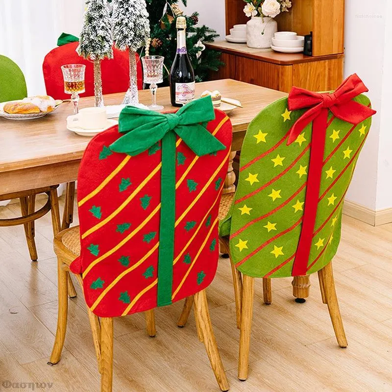 Chair Covers 2023 Bow Decor Gift Box Cover Christmas For Home Xmas Ornaments Santa Claus Navidad Merry