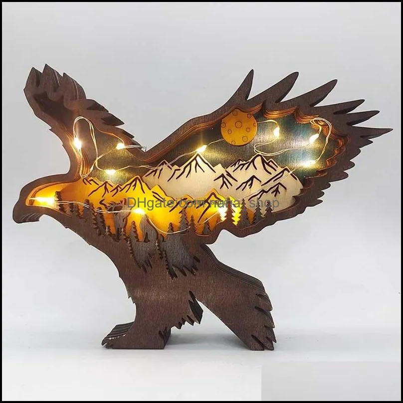 Kunsthandwerk 3D-Laserschnitt-Vogel-Adler-Handwerk, Holzmaterial, Heimdekoration, Geschenk, Kunsthandwerk, Waldtier, Tischdekoration, Statuen, Tropfen D, Dhj5D