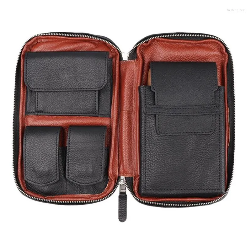 Depolama Çantaları F2TE Cowhide Bag Humidor Sigara Sigara Kılıfı Konteyner Kutusu Seyahat Taşınabilir Tutucu