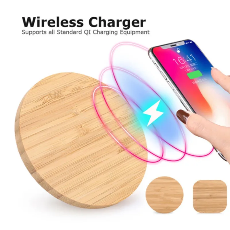 Creative Hush￥ll Sundries Bamboo Wireless Charger 5W/10W Desk Round Wood Wireless Charging Base LK370