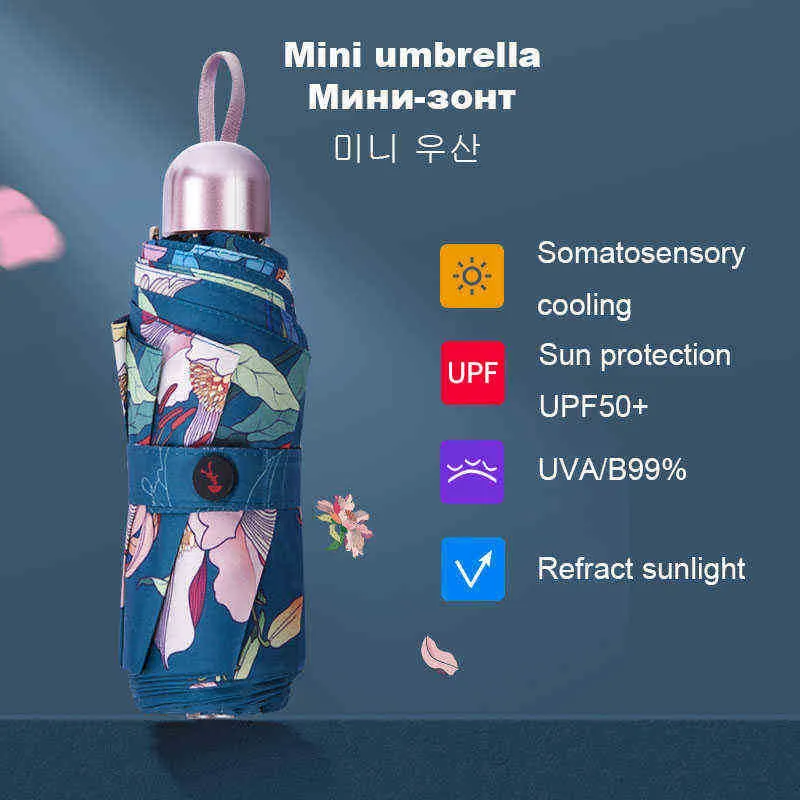 Luxury 8 Ribben Pocket Mini Paraply Anti Paraguay Parasol Rain Windproof Light Foldbar Portable For Women Girl J220722