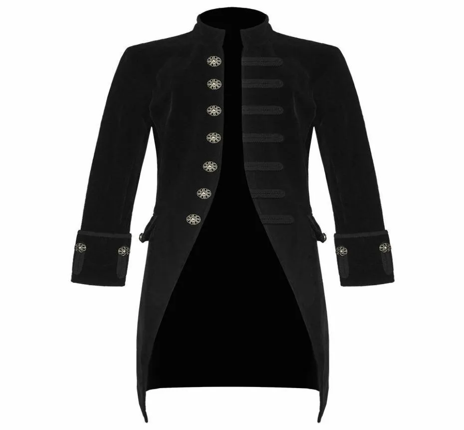 Steampunk Man Tail Coat Retro Long Jacket Single Breasted Black Male ...