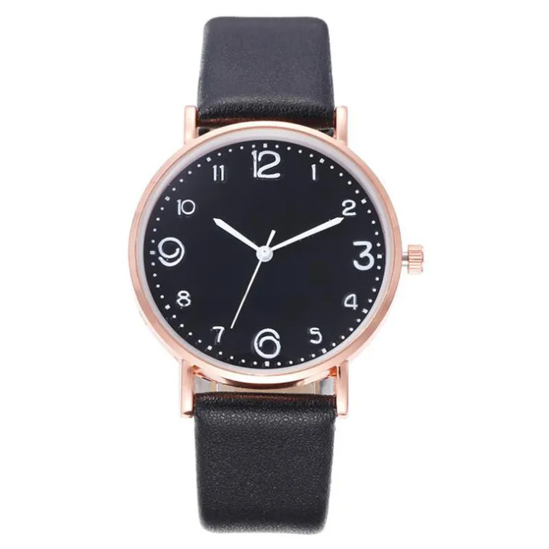 HBP armband Watch Women Fashion Leather Black Quartz Polshorloges Ladies Clock Montres de Luxe