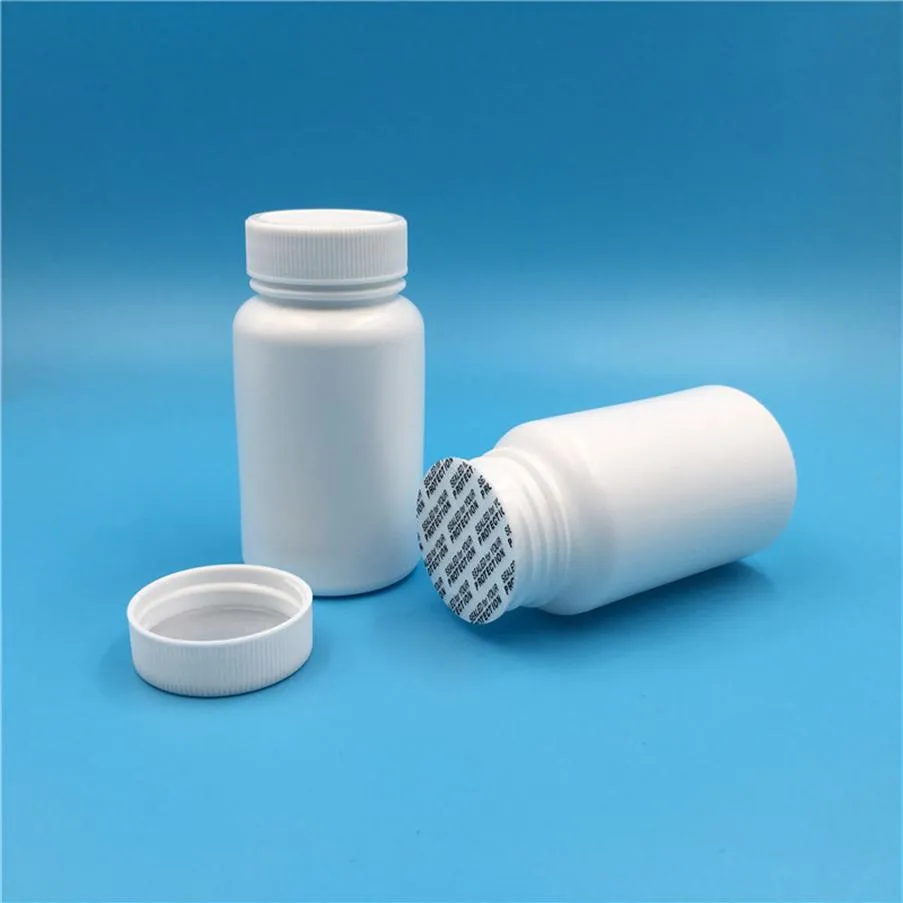 50 PCS 10 30 60 100 ml白いプラスチックの空のピルボトルジャークリームパウダーバスソルト化粧品コンテナretail251m