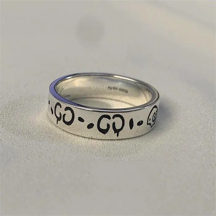 Moda Unisex luksusowy pierścionek dla kobiet mężczyzn Unisex duch projektant pierścionki biżuteria srebrny kolor