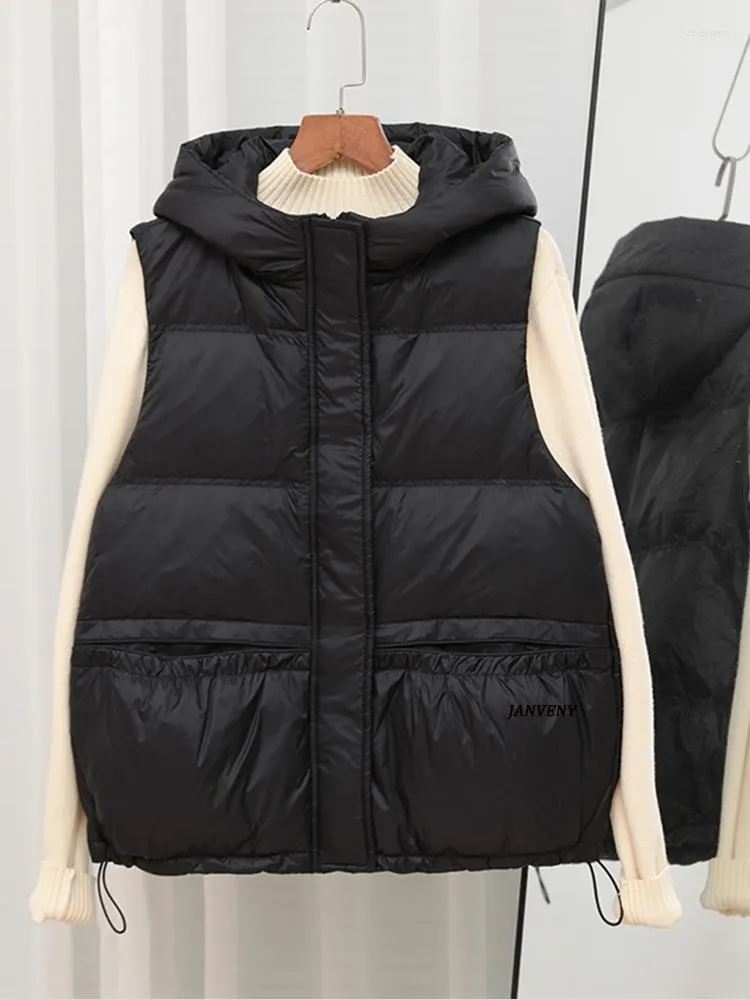 Gilet da donna 2022 Top Fashion Inverno allentato con cappuccio leggero piumino da donna tinta unita oversize trapuntato piumino antivento corto