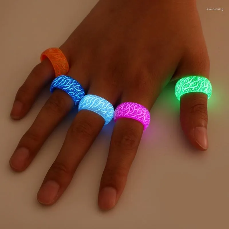 Wedding Rings Creative Resin Ring Punk Luminous Glowing In The Dark Band Fluorescent For Women Engagement Jewelry Men Gift