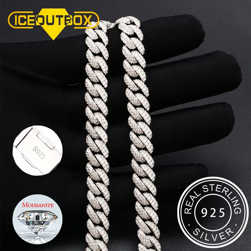 Pendanthalsband 10mm 925 Sterling Silver Chain with Moissanite Diamond Necklace Iced Out Top Quality Miami Cuban Link Mens Hip Hop Jewelry 221119