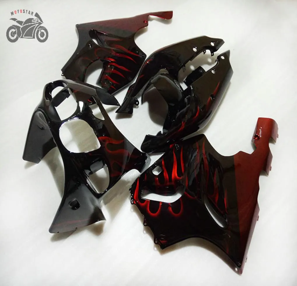 Motorcykel kinesisk mairing kit för kawasaki ninja zx7r 96 97 98 99 0003 zx7r 19962003 röda lågor abs plastmässor set3812209