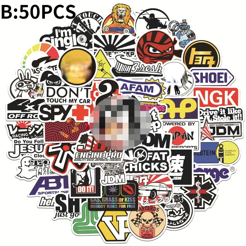 100 Adesivi Per Auto Da Corsa JDM - Pacco Di Decalcomanie Stickers, Multicolore, Per Auto, Moto, Laptop, Garage - 4