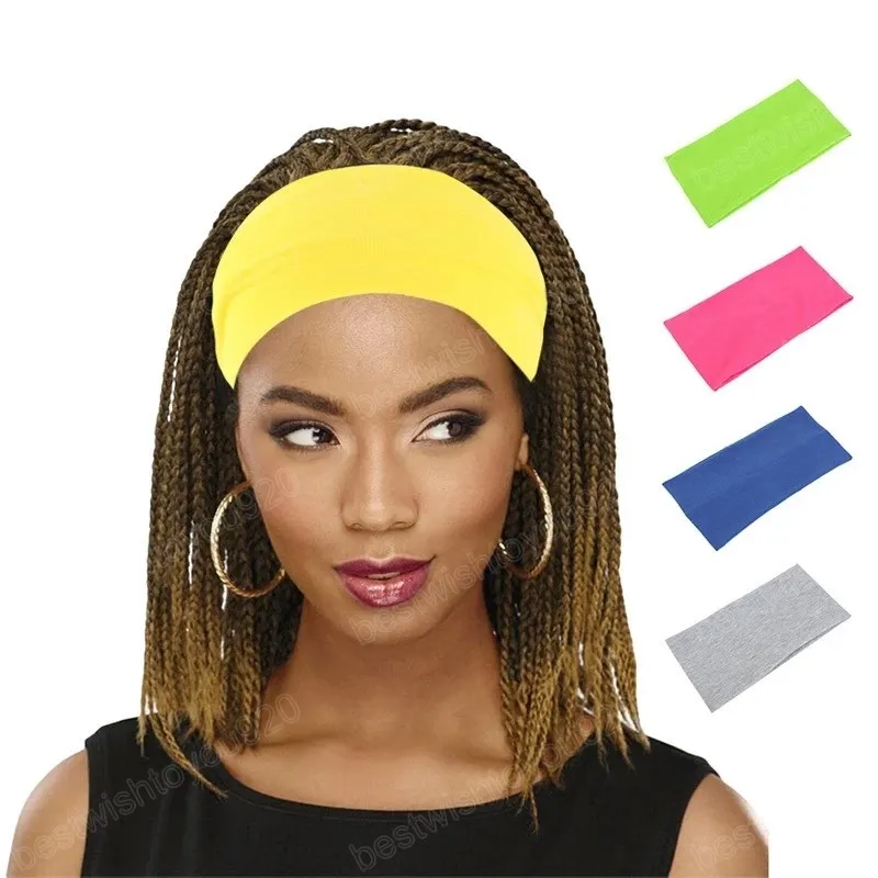 Ladies Sports Yoga Sweat Band Band Fitness Bandas de cabe￧a maquiagem Elastic Hair Band Turban Hair Acess￳rios