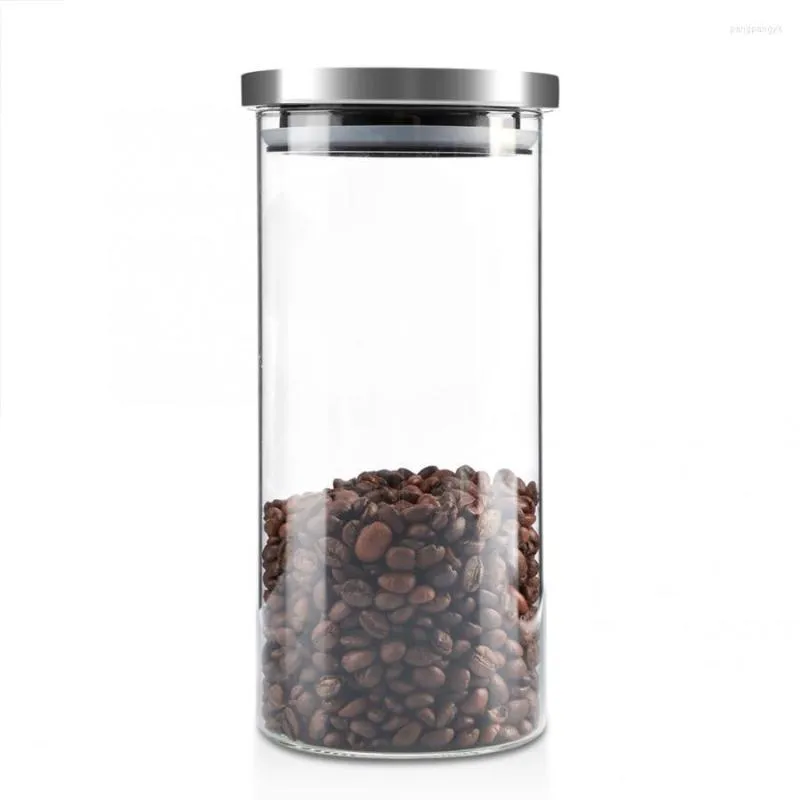 Storage Bottles 1000ML Tea Coffee Sugar Jars Transparent Glass And Lids Bottle Containers Home Kitchen Organization