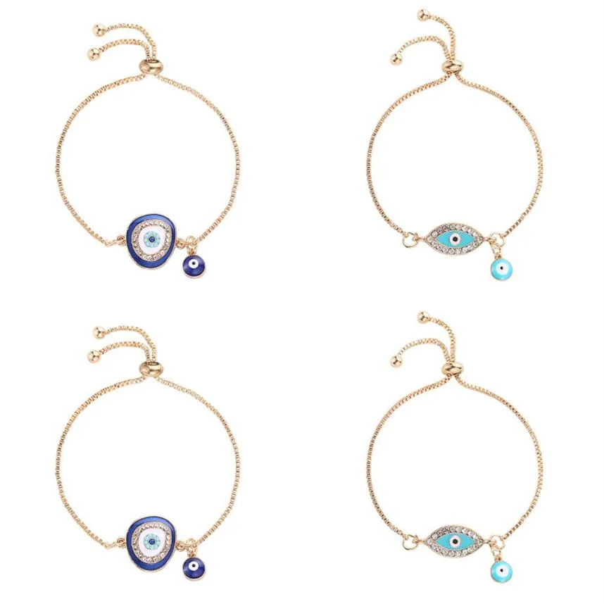 2020 Turkish Lucky Blue Crystal Evil Eye Bracelets For Women Handmade Gold Chains Lucky Jewelry Bracelet woman jewelry 71 R2340d