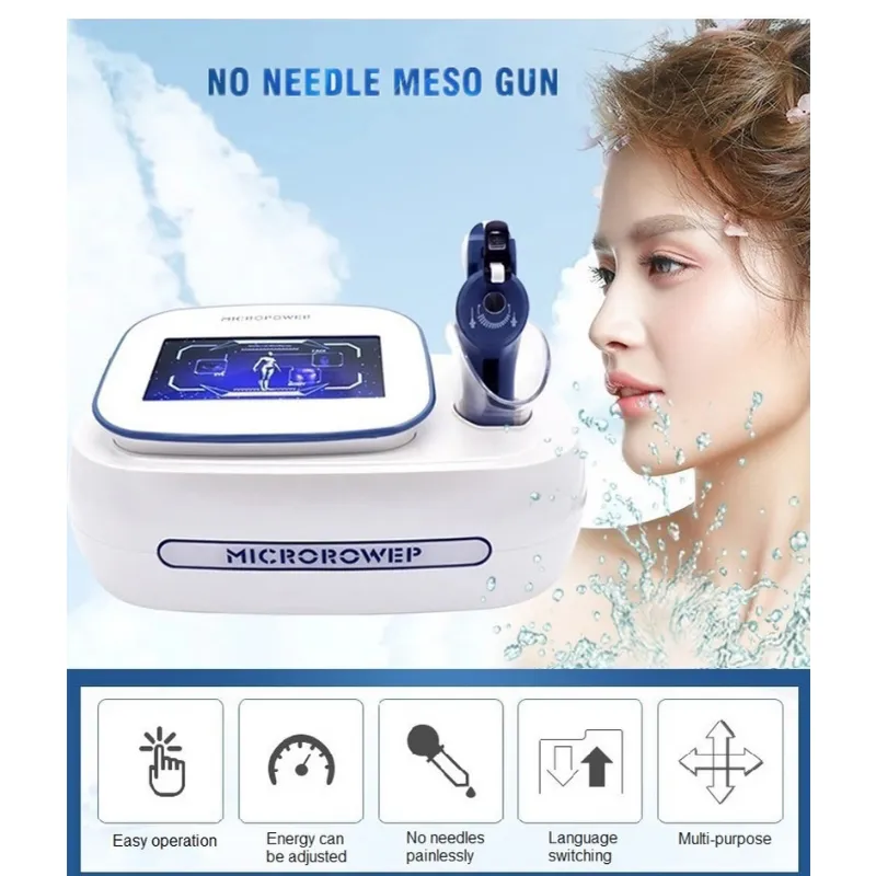 Professionell Vanadium Titanium Hydro Needle Free Mesotherapy Gun Meso Water RF Facial Meso Therapy Mesogun