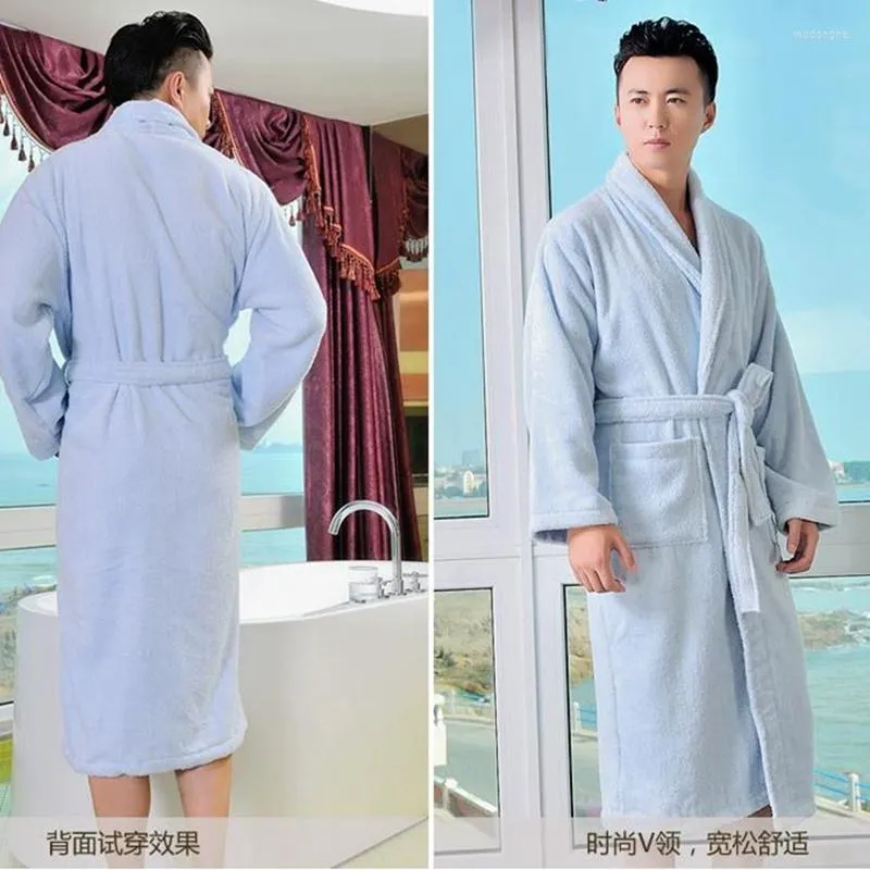 Mäns Sleepwear Men Nightgown Kimono Robe Cotton Terry Cloth Bathrobe Lovers El Four Seasons Universal Men2757