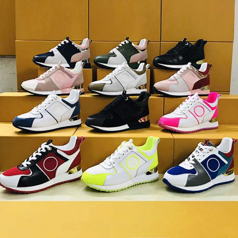 Men Run Away Sneakers Top Quality Women Shoes Calf Leather Mesh Mixed Color Trainer Runner Shoes Unisex Tennis Shoes Size US 4-11 With Box NO12